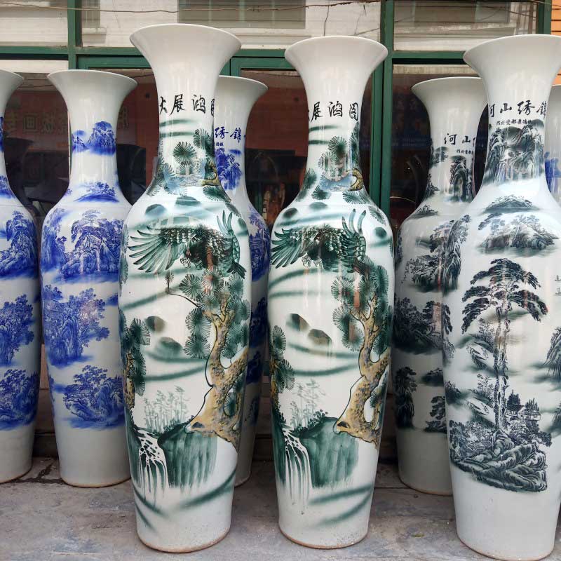 开业礼品落地大花瓶，景德镇陶瓷大花瓶 公司送人1米8大展鸿图花瓶摆件