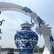 宁波城市规划景观 不锈钢青花瓷瓶雕塑 彩绘云朵定制