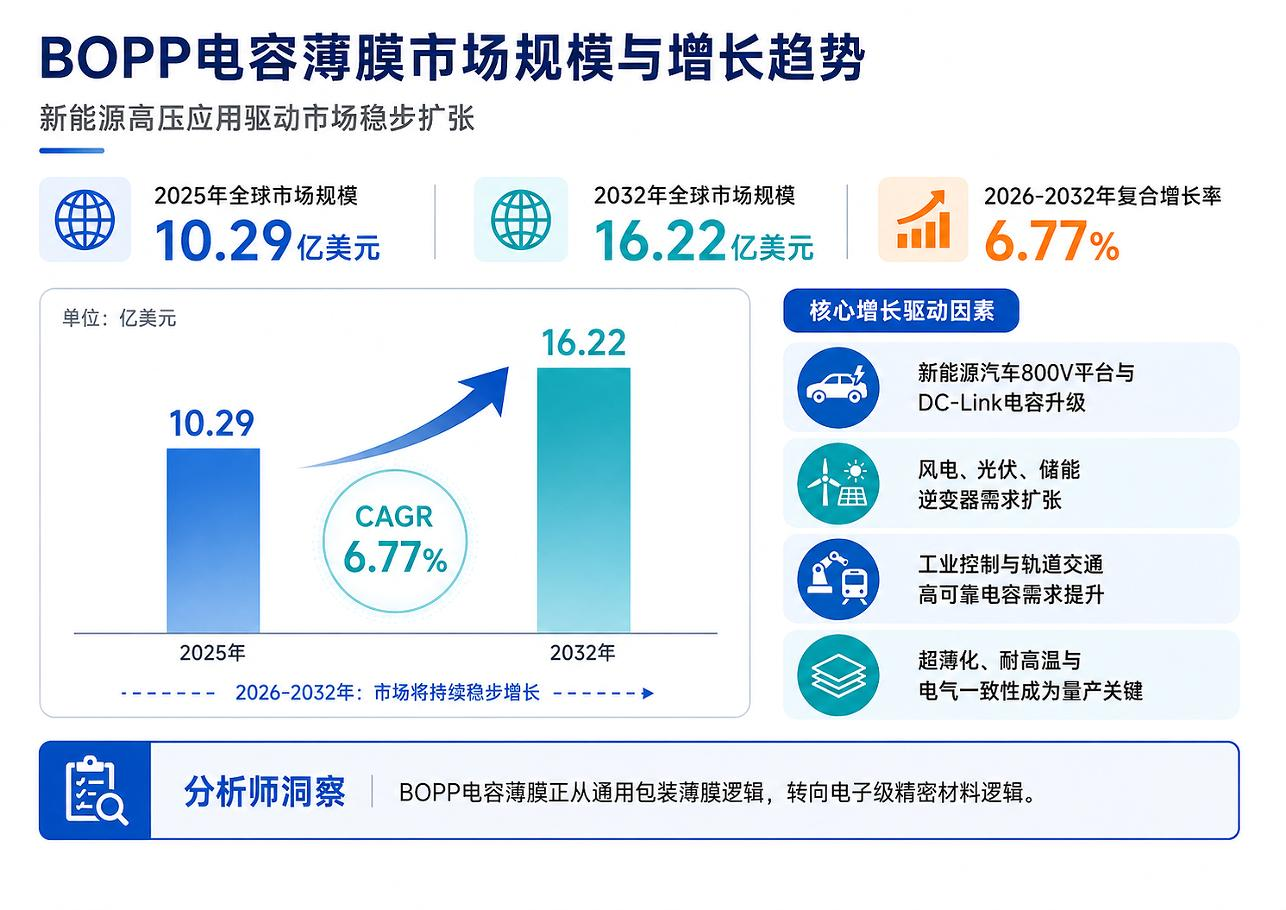 BOPP电容薄膜，进入高压新能源放量窗口：超薄化、耐高温与本地供应重塑竞争