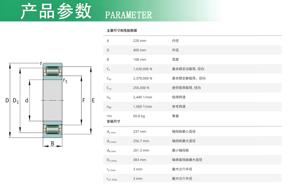 FAG圆柱滚子轴承NU2244-EX-TB-M1-C3 弗兰德KMPS675减速机