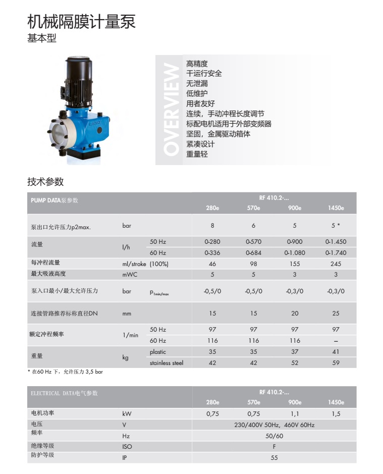 德国赛诺sera机械隔膜计量泵(基础型）RF410.2
