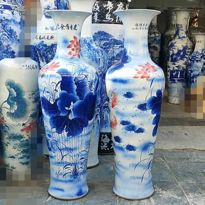 开业礼品落地大花瓶，景德镇陶瓷大花瓶 公司送人1米8大展鸿图花瓶摆件