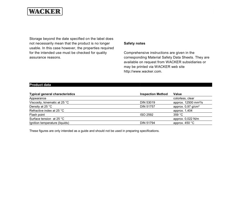  德国瓦克二甲基硅油WACKER®AK12500有机硅流体