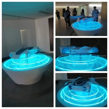银川科技展厅 展示不锈钢汽车雕塑 灯光雕塑定制