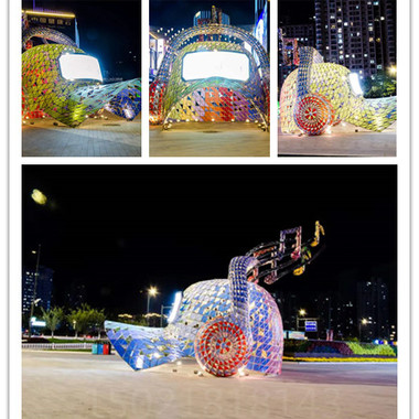 安徽灯光节雕塑 广场不锈钢炫彩帽子雕塑定制