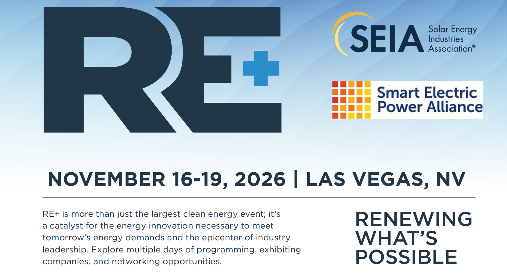 2026年美国国际太阳能展、储能展览会RE+