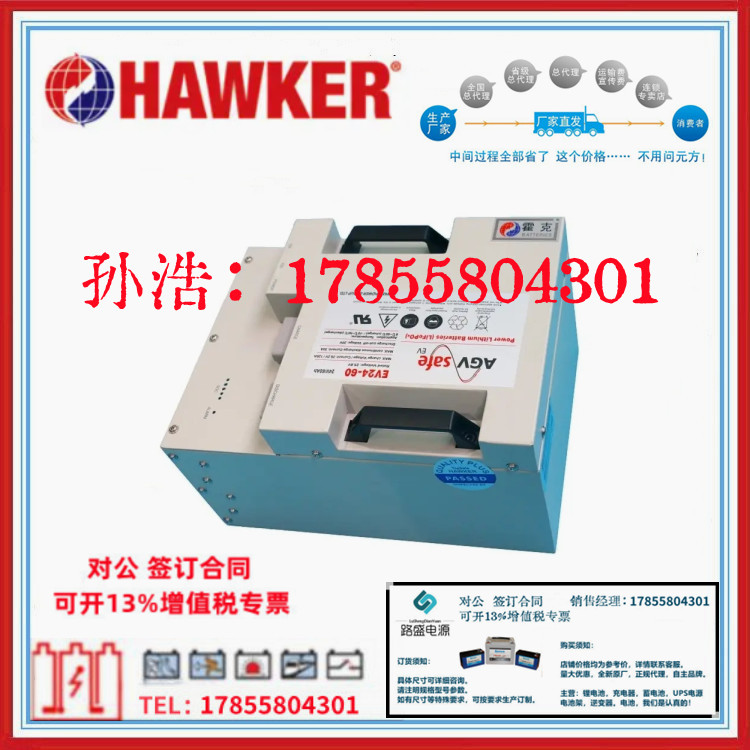 霍克AGVSafe磷酸铁锂电池EV48-50 48V50Ah支持RS485通讯 全新原装