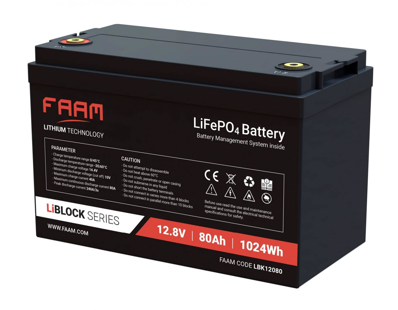 FAAM 法阿姆 锂铁LiFeP04 两用电池 12.8V 80Ah(20小时) 1024W