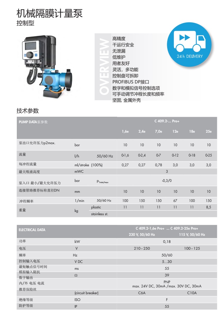 德国赛诺sera机械隔膜计量泵(控制型）C409.2 Pro+（>/=50l/h)