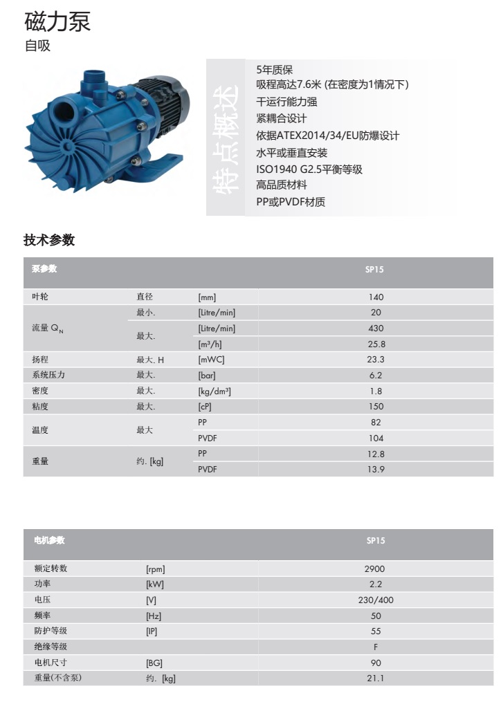 德国赛诺sera磁力泵SP15