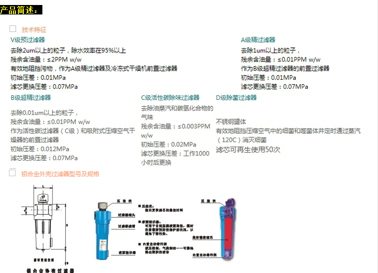 阿普达制氮机滤芯M240-V M240-A M240-B M240-C M240-D