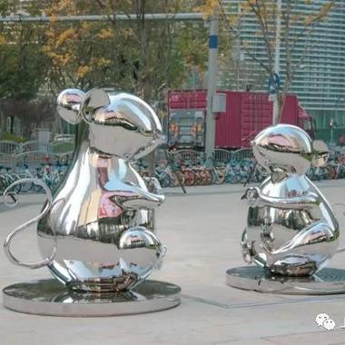 上海非你莫鼠景观雕塑 不锈钢灯光鼠雕塑 比心鼠摆件