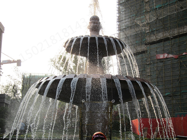  花园水池 双层铜水钵雕塑 铸铜水景喷泉雕塑