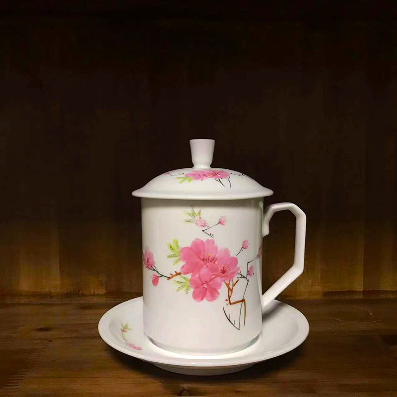 企业年会创意伴手礼陶瓷茶杯平安喜乐中国银行职工福利办公杯带盖过滤礼品
