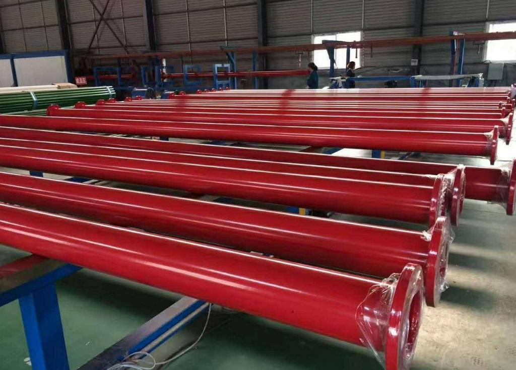 双面涂塑复合钢管双面涂红色环氧树脂复合钢管消防钢管法兰连接方式