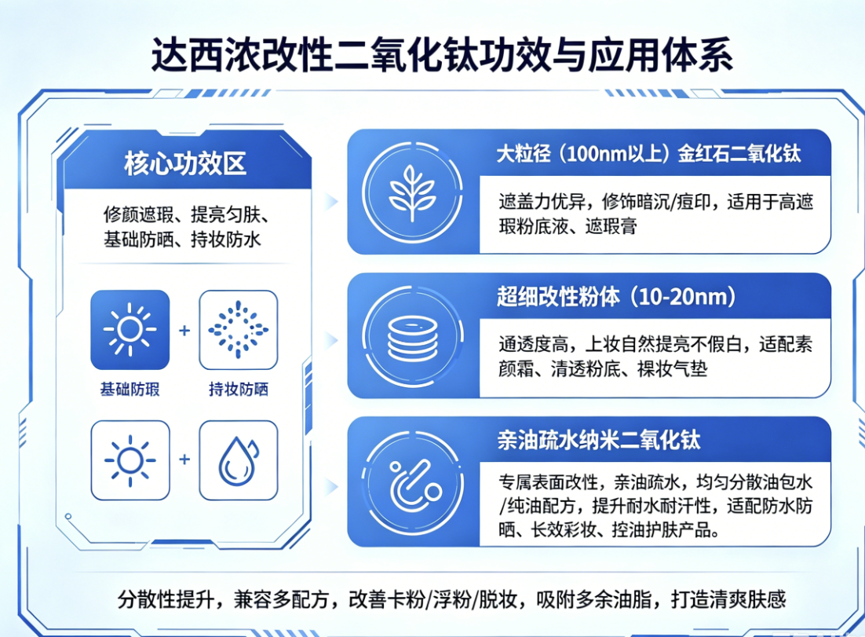 解锁美妆配方新优势！改性二氧化钛：安全防晒、持妆防水核心原料