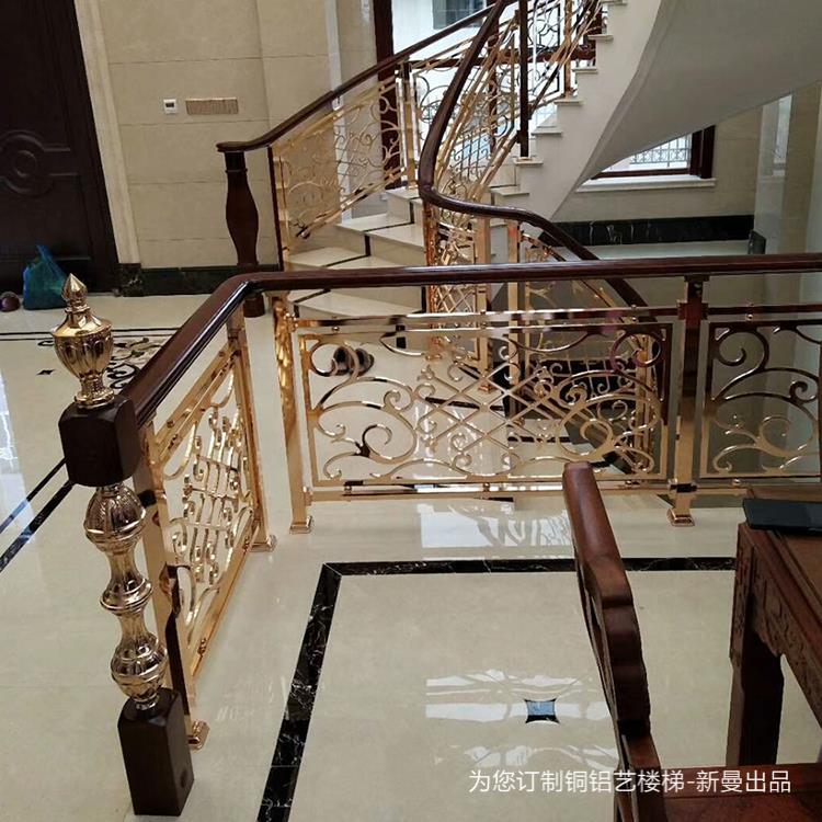 建宁县欧式铜艺楼梯护栏卖点 现代艺术雕花铜楼梯扶手