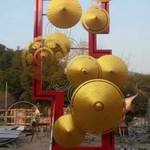 武汉景观花伞 金刚伞不锈钢雕塑 印花钢板定制伞