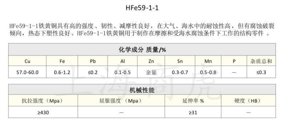 HFe59-1-1铁黄铜 铜合金材料物理性能参数