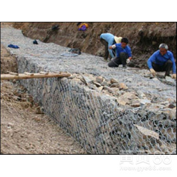 河道两岸边坡加固格宾护垫镀锌覆塑pvc格宾网