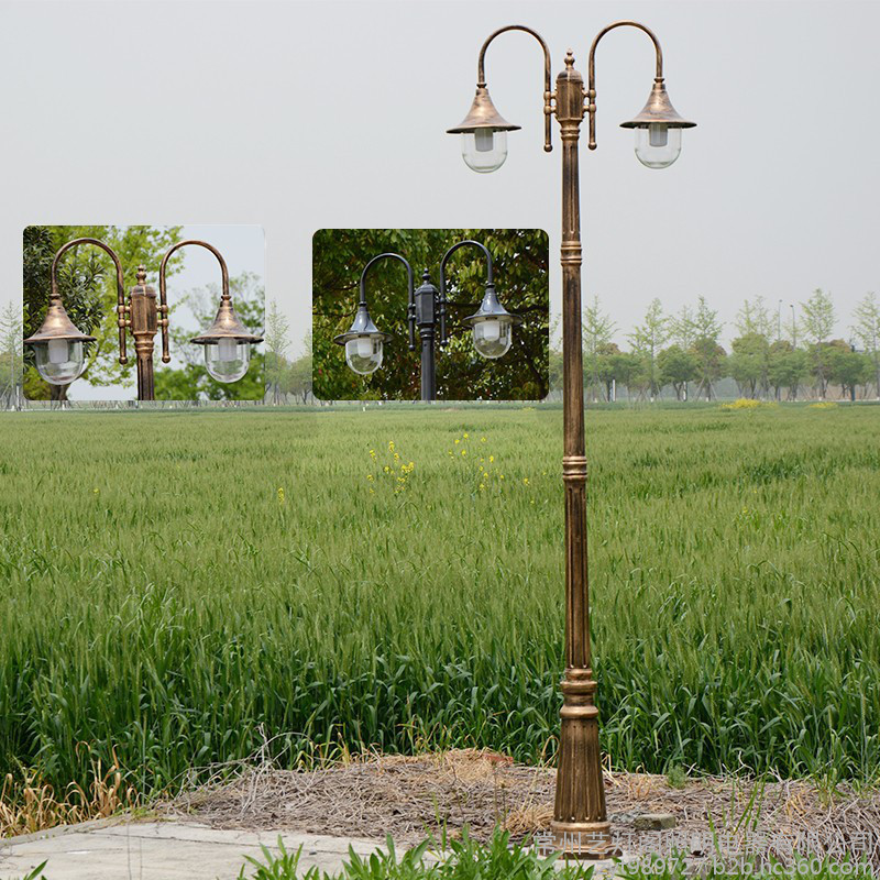 艺灯阁照明电器TYD04 欧式庭院灯双头路灯公园别墅道路灯户外防水草坪灯LED景观灯铝杆庭院灯单头双头三头LED路灯厂家