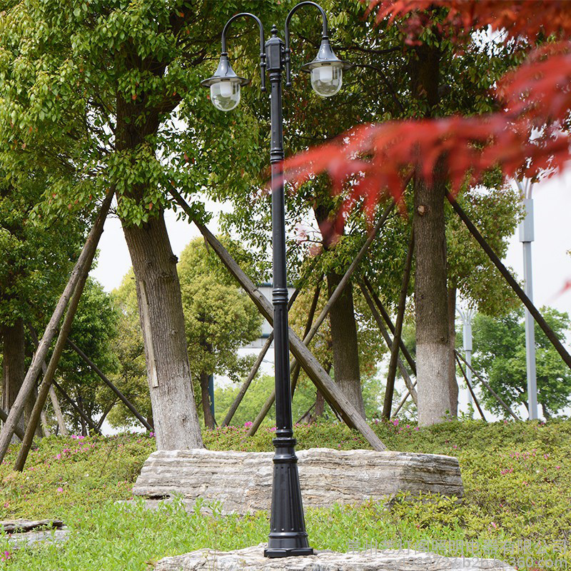 艺灯阁照明电器TYD04 欧式庭院灯双头路灯公园别墅道路灯户外防水草坪灯LED景观灯铝杆庭院灯单头双头三头LED路灯厂家