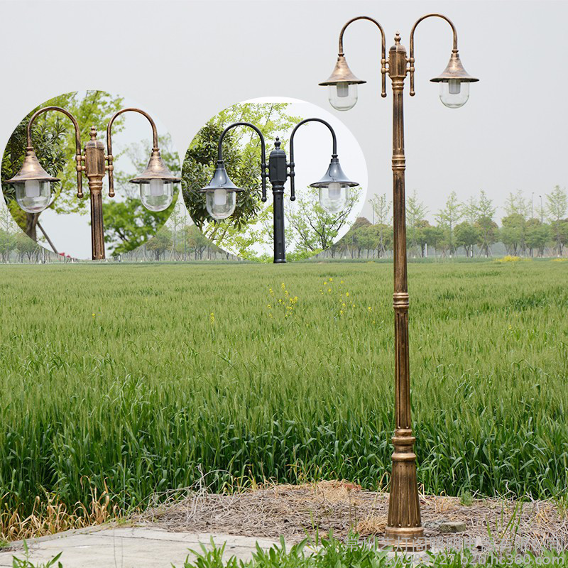 艺灯阁照明电器TYD04 欧式庭院灯双头路灯公园别墅道路灯户外防水草坪灯LED景观灯铝杆庭院灯单头双头三头LED路灯厂家